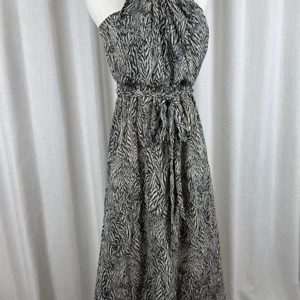 LeifsDottir Black White Abstract Print Halter Maxi Dress Size 2